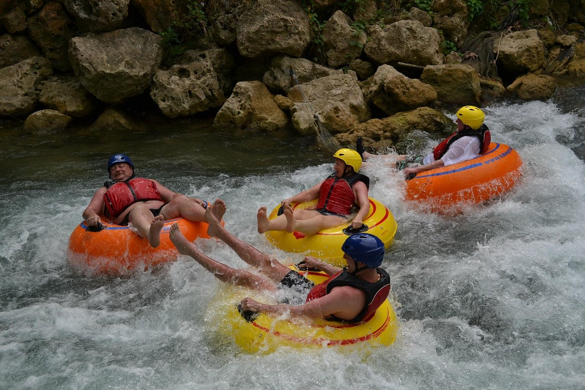 Exciting river rapids on the Rio Bueno in Jamaica with thrill-seeking tubers